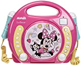 Lexibook RCDK100MN - Lettore CD con 2 microfoni Disney Minnie, design Minnie/Daisy, presa cuffie, con manico, a batterie, Rosa