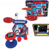 Lexibook Spider-Man Batteria Elettronica per Bambini, Suono Realistico, Tastiera a 8 Note, Presa MP3, sedole Incluso, Blu/Rosso, K610SP