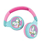 Lexibook- Unicorno Cuffie Bluetooth 2-in-1 Stereo Senza Fili cablato, cassaforte per Bambini per Ragazze, Pieghevole, Regolabile