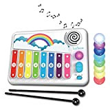 Lexibook- Xylofun Xilofono elettronico educativo per Bambini, Giocattolo Musicale, 8 Tasti, luci Guida, 2 Bacchette Incluse, Bianco/Blu, Colore