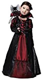 Licus - Costume da vampira per bambine, per Halloween, cosplay, per carnevale, motivo dracula e gotico, Nero , 110/120 cm