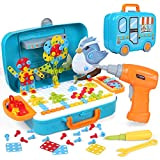 LIHAO Kit Mosaico di Puzzle 3D per Bambini, 400 Pezzi Giocattolo Costruzioni Montessori con Giochi Elettrici per Trapano, Regalo e ...