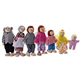 Lijun 7pcs / Set Happy House Family Dolls Figure in Legno Personaggi Dressed Kids Girls Lovely Children Fingendo Giocattoli