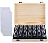 Litensh Scatola portamonete in legno, può contenere 100 monete, organizer con capsule rotonde in plastica, per collezionisti di monete, 18 ...