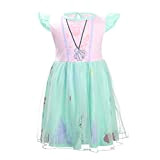 Lito Angels - Costume da Principessa Ariel per Bambina, Vestito Sirenetta Gonna Tulle, Taglia 2-3 anni, Rosa Verde 266