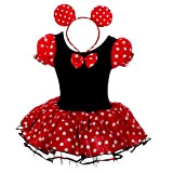 Lito Angels - Costume di Minnie per bambina, Vestito da festa di Halloween e compleanno, con orecchie di topo cerchio ...