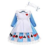 Lito Angels Vestito Costume Alice nel paese delle meravigliea con Grembiule Bianco e Fascia per Bambina, Taglia 2-3 anni, Blu