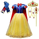 Lito Angels Vestito Costume da Principessa Biancaneve con Mantello e Accessori per Bambina, Taglia 5-6 Anni