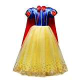 Lito Angels Vestito Costume da Principessa Biancaneve con Mantello per Bambina, Taglia 5-6 Anni