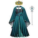Lito Angels Vestito Costume Incoronazione Principessa Anna con Mantello e Accessori (Corona e Bacchetta) per Bambina, Taglia 9-10 Anni, Verde ...