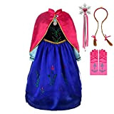 Lito Angels Vestito Costume Principessa Anna con Mantello e Accessori per Bambina, Taglia 4-5 Anni