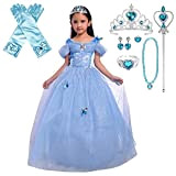 Lito Angels Vestito Costume Principessa Cenerentola con Accessori per Bambina, Taglia 5-6 Anni, Blu