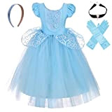 Lito Angels Vestito Costume Principessa Cenerentola con Accessori per Ragazza, Taglia 8-9 Anni, Blu