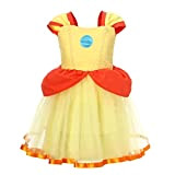 Lito Angels Vestito Costume Principessa Daisy per Bambina, Taglia 6-7 anni, giallo