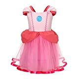 Lito Angels Vestito Costume Principessa Peach per Bambina, Taglia 4-5 anni, Rosa Caldo