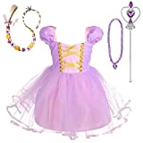 Lito Angels Vestito Costume Principessa Rapunzel con Accessori per Bambina, Abito Casual Estivo Gonna in Tulle, Taglia 3-4 anni, Viola ...