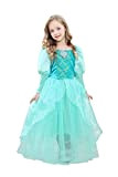 Lito Angels Vestito da Principessa Ariel Jasmine Costume Sirenetta Sirena per Bambina, Taglia 9-10 anni, Maniche Lunghe, Verde