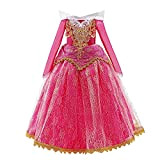 Lito Angels Vestito da Principessa Aurora per Bambina, Costume la Bella Addormentata, Taglia 4-5 Anni, Rosa Caldo, Manica Lunga