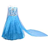 Lito Angels Vestito Principessa Elsa con Strascico Lungo Staccabile per Bambina, Costume da Regina delle Nevi di Regno di Ghiaccio, ...