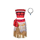 Lito Angels - Vestito Vaiana per bambina, Costume Oceania con collana, Taglia 3-4 anni