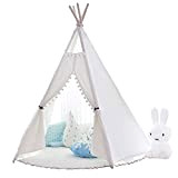 Little Dove Steeple Tenda per Bambini con Palle Colorate e Pizzo Bianco Portable Canvas Play Tent , con Tappetino