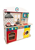 Little Tikes 123A Cucina Deluxe in legno per bambini, gioco di ruolo con luci e suoni, include piano cottura, forno, ...