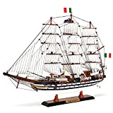 Lllunimon 65 Cm Amerigo Vespucci Modello Ship Modello in Legno Barca A Vela in Legno Nautical Wood Collection Regalo Perfetto