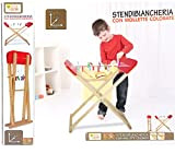 loco by crazy shoes Stendibiancheria giocattolo in legno stendino per bambini gioco richiudibile con set mollette