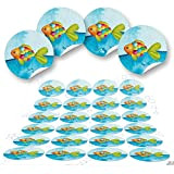 Logbuch-Verlag 24 etichette adesivi rotondi pesce colorato battesimo comunione bambini oceano fai da te bricolage compleanno