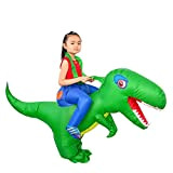 LOLANTA Costume da dinosauro per bambini in costume gonfiabile di Halloween Costumi T-Rex, Verde, M/6-12 anni, 130-160cm