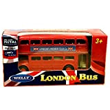 London Double Decker Red Bus Mini Model con tiri indietro e azione Go Made in metallo pressofuso e parti in ...