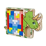 LOOPES Kit di Puzzle di Tetris in Legno per Bambini Giocattoli Triceratopo Gioco di Puzzle a Blocchi per Bambini a ...