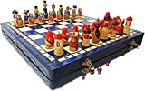 Lovely MATRYOSHKA - 42 cm / 16,5 in set di scacchi decorativi dipinti a mano in legno (BLU)