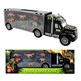 m zimoon Dinosauro Giocattolo Camion Trasportatore, Dinosauri Macchinine Giocattolo con 6pcs Mini Dinosauri Giocattoli Educativi per Bambini Ragazzi Ragazze