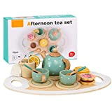 Maalr 14 pezzi giocattolo set da tè set da tè pomeridiano set di tè in legno finta gioca a tea ...