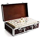 Mahjong Piastrelle, Avorio Piastrelle Manuale della Famiglia Tiles Cena Giochi Tiles, 144 Fogli, con Box in Alluminio (Size : 42#)