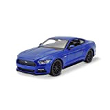 Maisto Ford Mustang GT (2015): modellino auto in scala 1:24, porte e cofano mobili, 20 cm, blu (531508B)