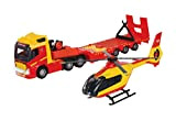 Majorette - Camion Transporter + elicottero, 7/213716000002, Rosso