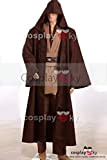 Manfis Costume da cavaliere Obi-Wan Kenobi Jedi cavaliere, da uomo, con costume di Star Wars marrone scuro