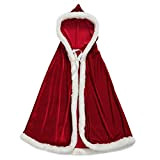 Mantello di Natale Halloween Costume Signora Claus Santa Natale, Rosso, Taglia 100cm/39.3"
