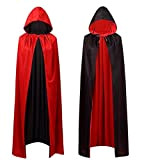 Mantello per costume di Halloween - rosso e nero - mantello con cappuccio per bambini e adulti - donne e ...