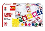 Marabu 0308000000001 - T-shirt per bambini, 6 x 80 ml, colore per il tessuto per bambini, per disegni creativi su ...