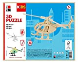 Marabu 0317000000003 Kids - Puzzle 3D in Legno, Soggetto: Elicottero, 32 Pezzi 26 x 13 cm, Colore: Marrone