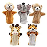 Marionette da Mano, Burattini da Mano Animale Selvatico dello Zoo, Morbide Colorati Giocattoli per Bambini Set di 5