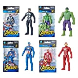 Marvel Avengers - Set di 4 figure di azione articolate da 9,5 cm, Hulk, Thor, Iron Man e Captain America