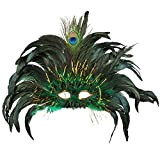 Maschera Carnevale Rio Pavone con piume