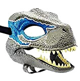 Maschera di dinosauro Mascella mobile Jurassic World Raptor Dinosaur Accessori Dragon Bone Simulation Dino Cosplay Props Festival Regali (blu)