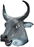 Maschera toro in gomma animale con corna