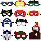 Maschere di Supereroi, 10 Pezzi Maschere Feltro Superhero Mask con Corda Elastica per Bambini Adulti Mascherata, Un'ottima Scelta per Regali ...