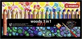 Matita colorata Multi-Funzione - STABILO woody 3 in 1 - ARTY - Astuccio da 18 - con Temperino e Pennello ...